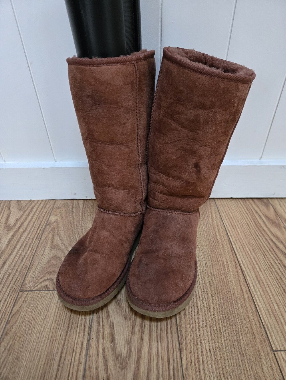 UGG Chestnut Suede Tall Shearling-Lined Boots
